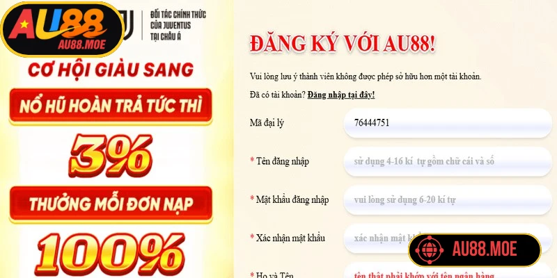 Điều kiện tiên quyết cần thiết cho việc đăng ký AU88