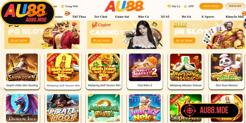 Các trò chơi AU88 cung cấp nhiều thể loại từ bắn cá, slot game, đến casino