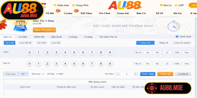 Xổ số AU88 hiện là điểm đến lý tưởng cho những ai đam mê lô đề online